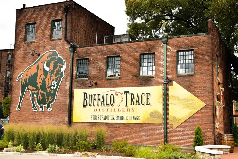 Sign pointing toward the Buffalo Trace Distillery