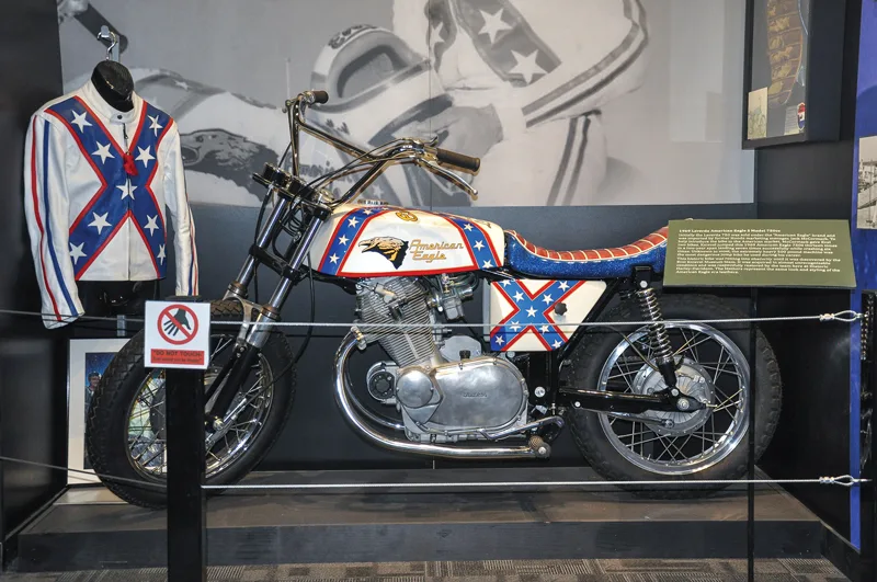 Evel Knievels motorcycle at the Evel Kneivel Museum in Topeka Kansas 