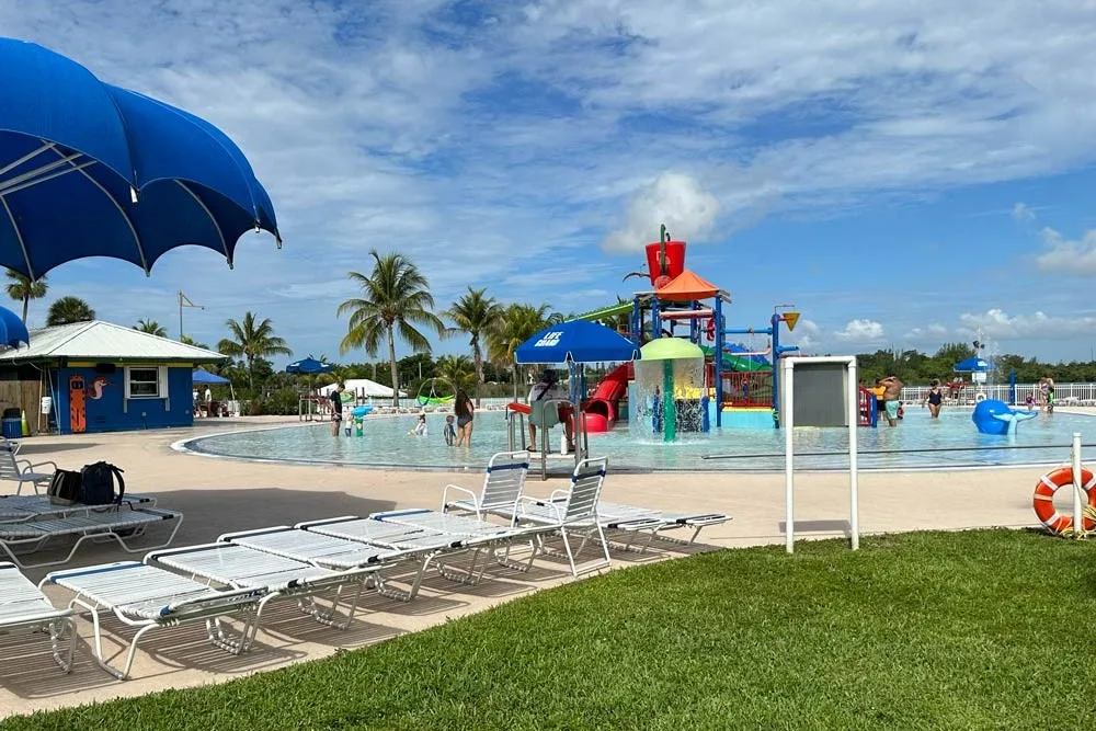 slides and deck chairs with lush grass at Quiet Waters Park in Annapolis, Maryland, United States